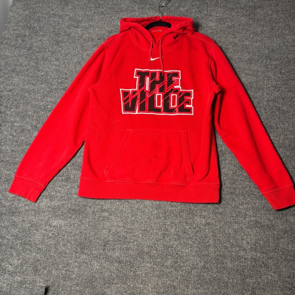 Nike Hoodie Mens Medium Red The Ville Graphic Pullover Jason Sweatshirt